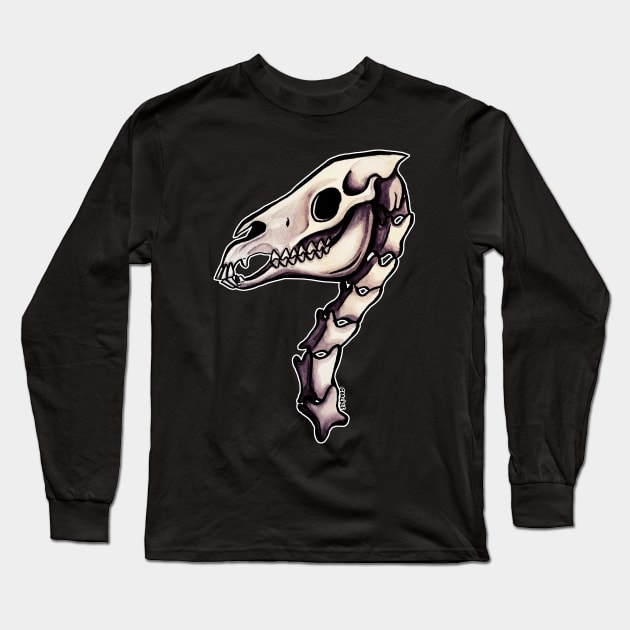 Horse Skull Long Sleeve T-Shirt by Jan Grackle